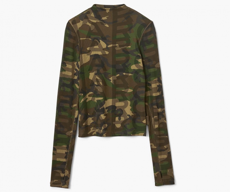 Marc Jacobs Camo Sheer Long Sleeve Topper Camouflage Multicolor | Norge_MJ88507