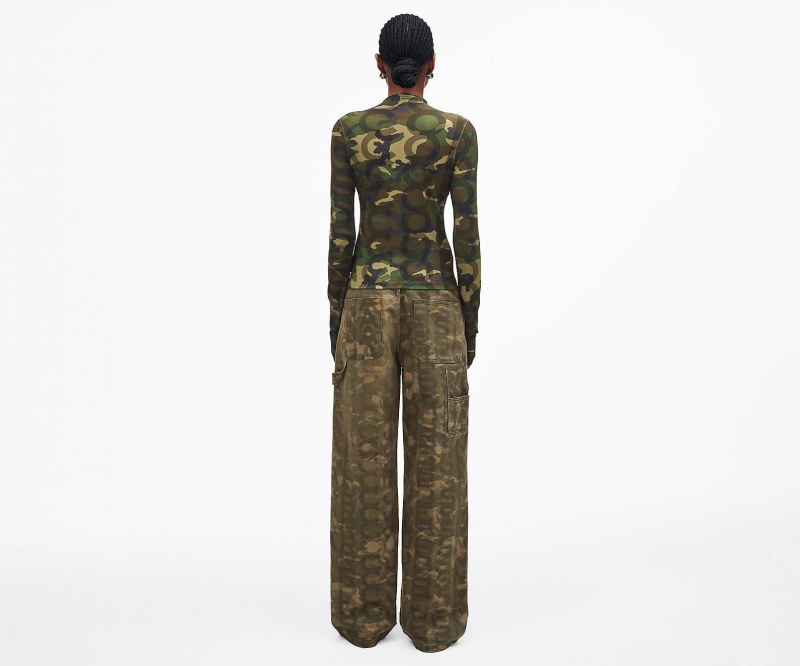 Marc Jacobs Camo Sheer Long Sleeve Topper Camouflage Multicolor | Norge_MJ88507