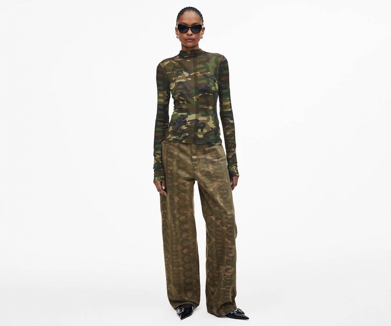 Marc Jacobs Camo Sheer Long Sleeve Topper Camouflage Multicolor | Norge_MJ88507