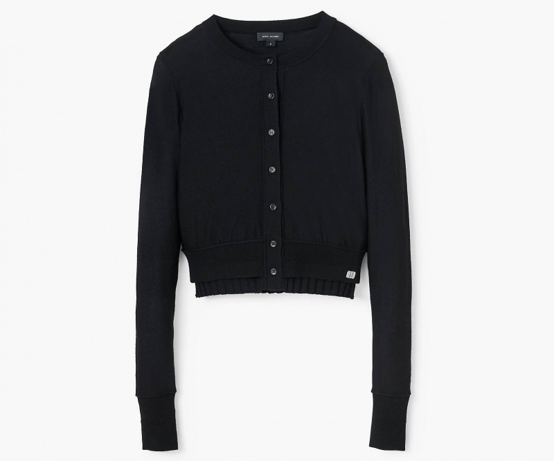 Marc Jacobs Fine Ribbet Merino Cardigan Topper Svarte | Norge_MJ76016