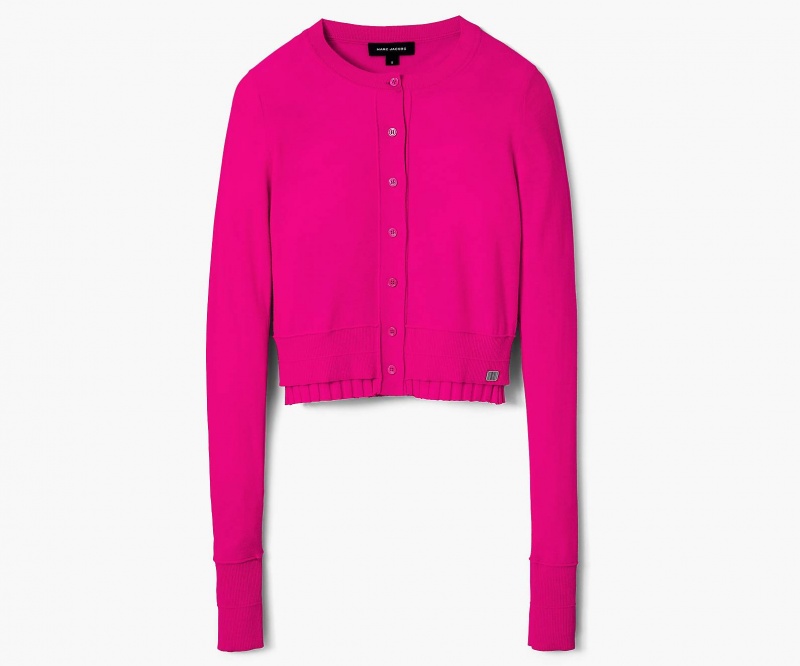 Marc Jacobs Fine Ribbet Merino Cardigan Topper Rosa | Norge_MJ39108