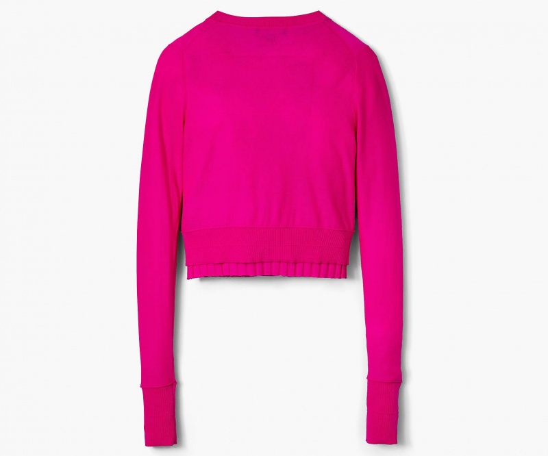 Marc Jacobs Fine Ribbet Merino Cardigan Topper Rosa | Norge_MJ39108