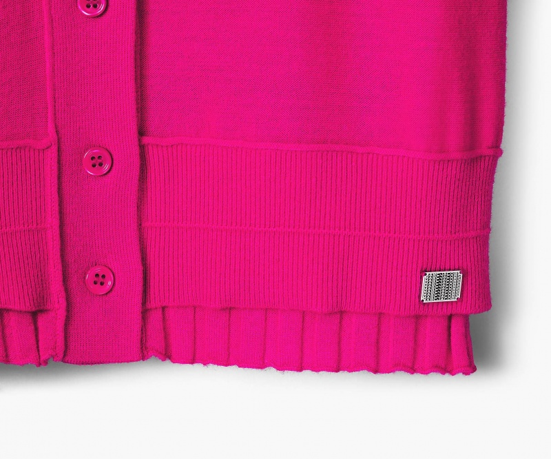 Marc Jacobs Fine Ribbet Merino Cardigan Topper Rosa | Norge_MJ39108