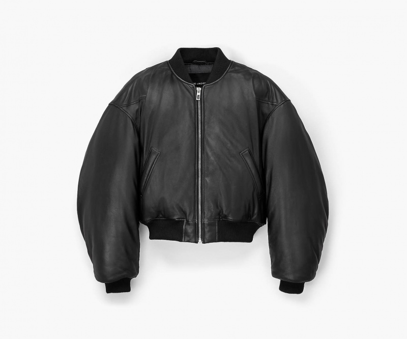 Marc Jacobs Puffy Lær Bomber Ytterklær Svarte | Norge_MJ29704