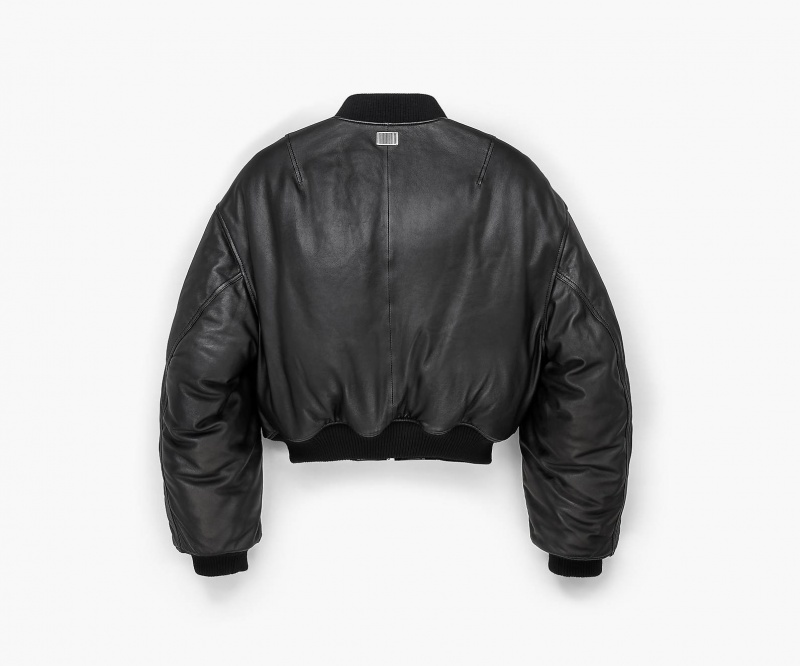 Marc Jacobs Puffy Lær Bomber Ytterklær Svarte | Norge_MJ29704