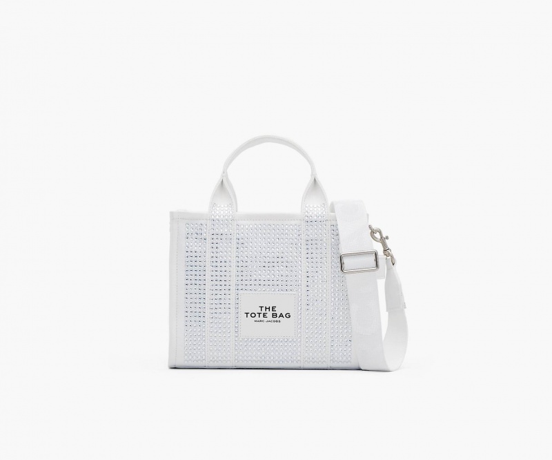 Marc Jacobs The Crystal Canvas Small Tote Veske Hvite | Norge_MJ65699