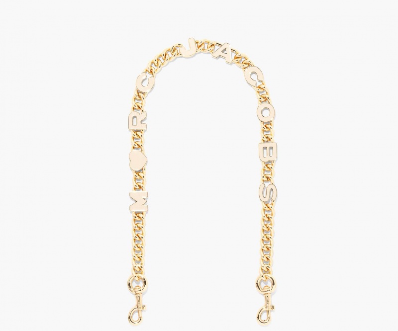 Marc Jacobs The Heart Charm Chain Shoulder Veskestropp Hvite Gull | Norge_MJ51301