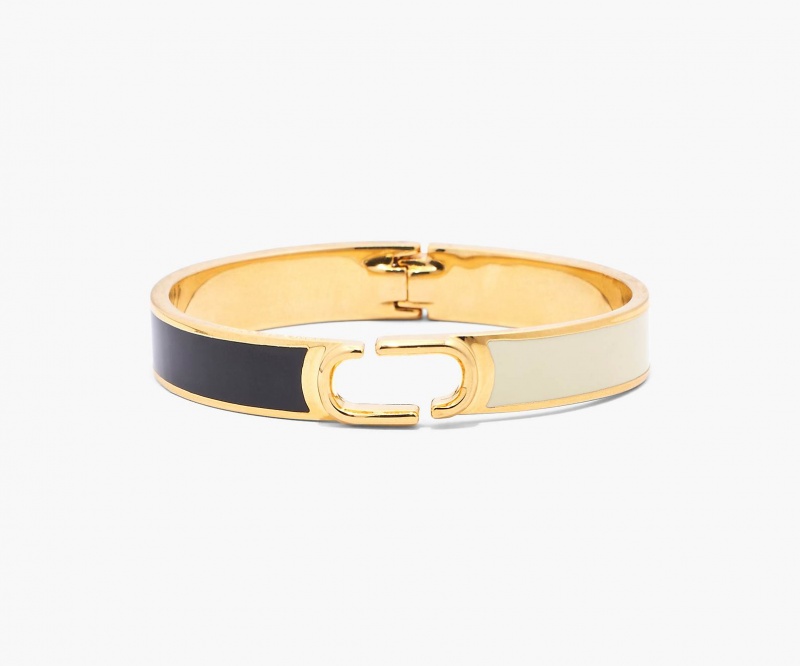 Marc Jacobs The J Marc Hinge Bangle Armbånder Svarte Gull | Norge_MJ61131