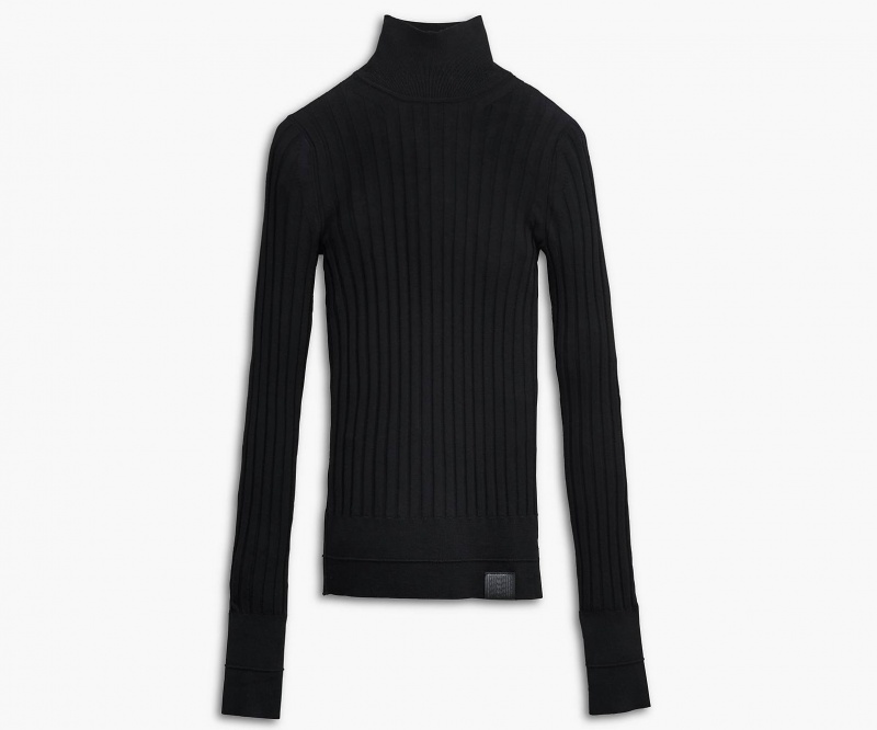 Marc Jacobs The Lette Ribbet Turtleneck Topper Svarte | Norge_MJ14622