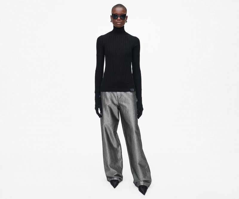 Marc Jacobs The Lette Ribbet Turtleneck Topper Svarte | Norge_MJ14622