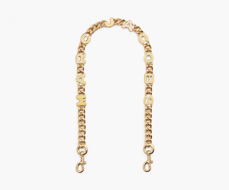 Marc Jacobs The Logo Chain Shoulder Veskestropp Gull | Norge_MJ82753