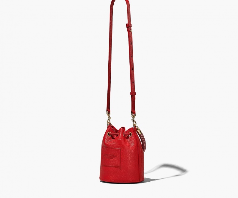 Marc Jacobs The Lær Bucket Bøtteposer Rød | Norge_MJ46725