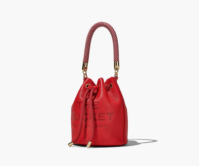 Marc Jacobs The Lær Bucket Bøtteposer Rød | Norge_MJ46725