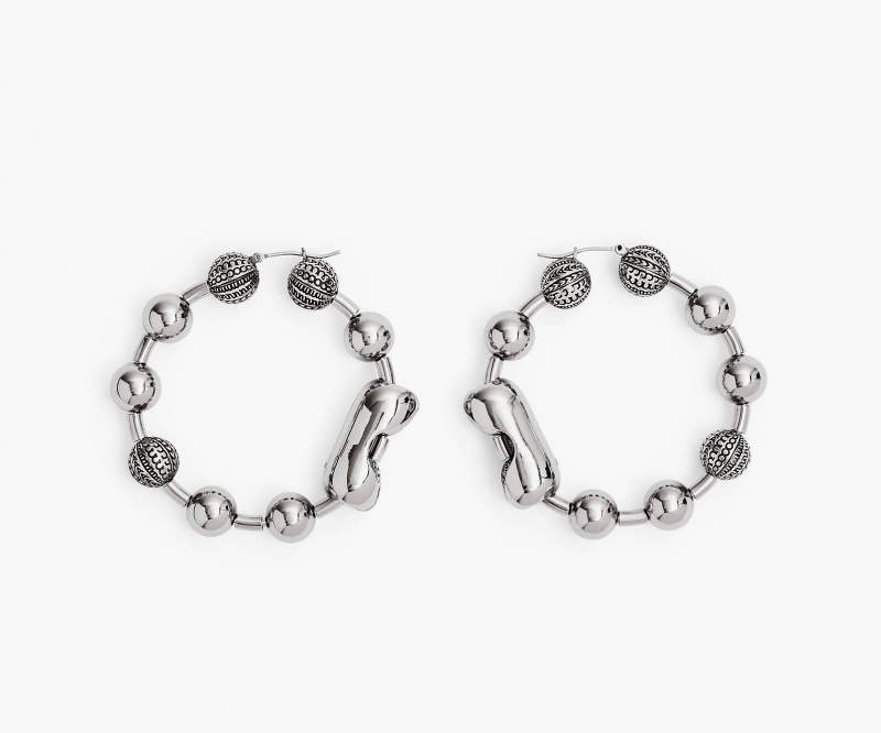 Marc Jacobs The Monogram Ball Chain Hoop Øredobber Lyse Sølv | Norge_MJ27940