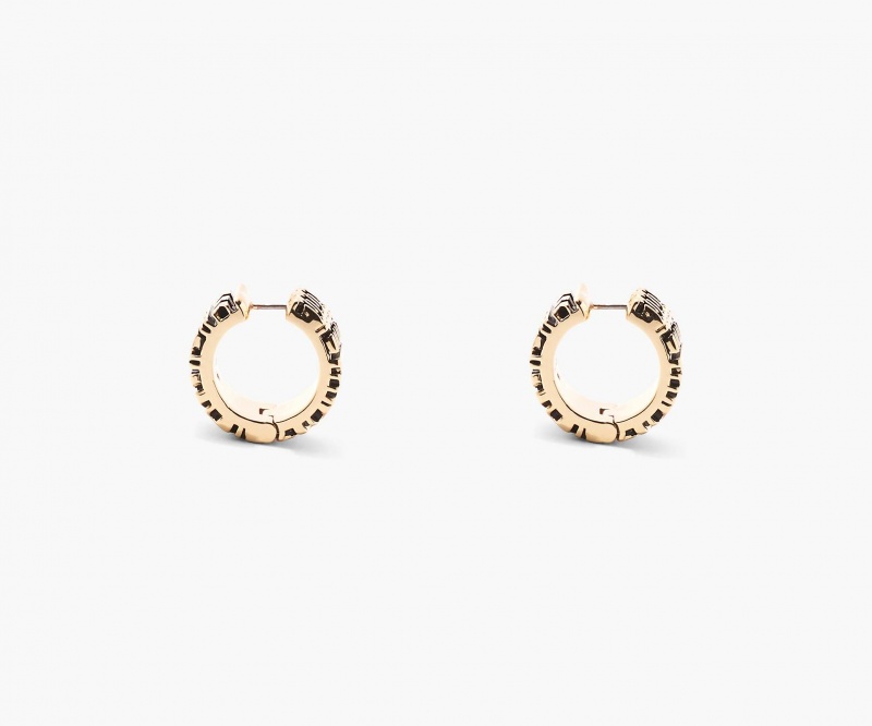 Marc Jacobs The Monogram Engraved Hoops Øredobber Gull | Norge_MJ78181