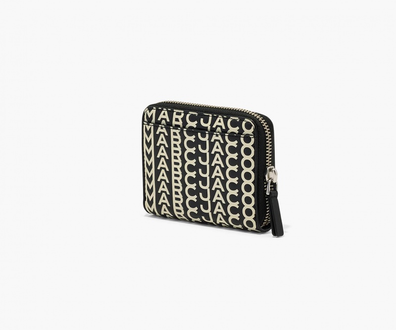 Marc Jacobs The Monogram Lær Zip Around Lommebok Svarte Hvite | Norge_MJ98297