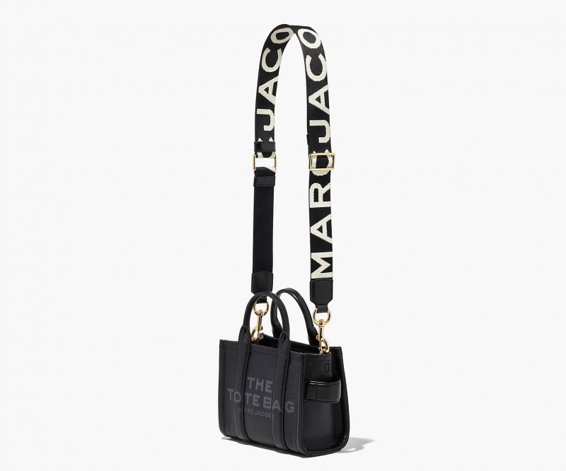 Marc Jacobs The Thin Logo Webbing Veskestropp Svarte Hvite | Norge_MJ58709